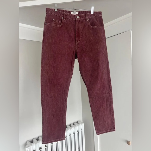 Isabel Etoile Marant Pants - Isabel Marant Étoile Burgundy Straight-Leg Jeans – Size 40